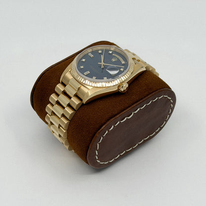 Rolex Day-Date 36 YG Sunburst Blue Diamond Dial (1992)